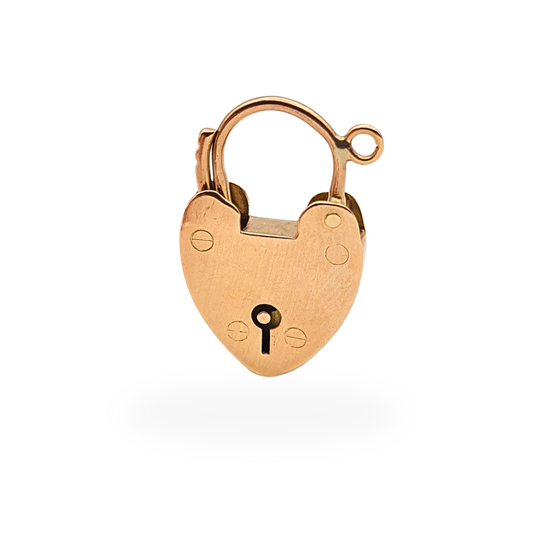 Antique 9ct rose gold heart padlock clasp by W&Co with Birmingham 1896 hallmarks and working opening mechanism.
