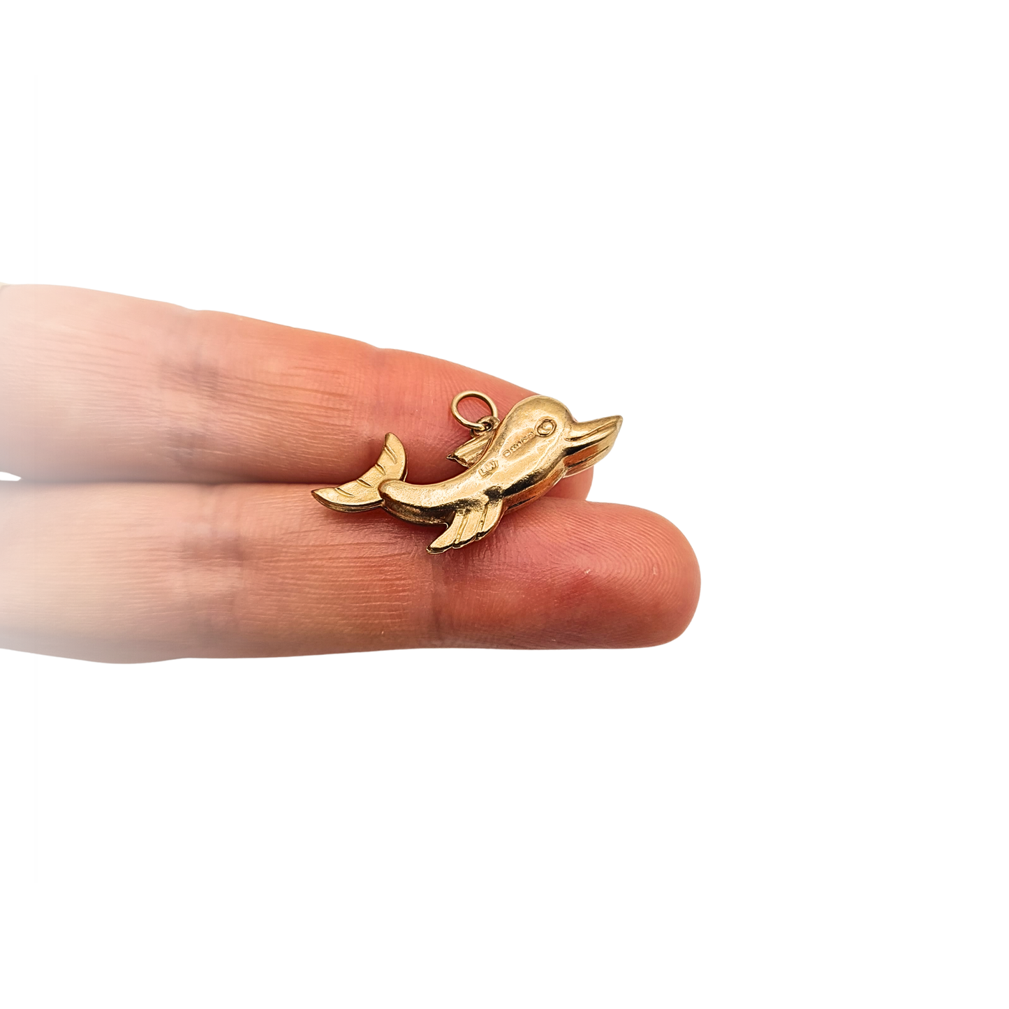 Vintage 9ct Gold Puffy Dolphin Charm Pendant Full British Hallmarks