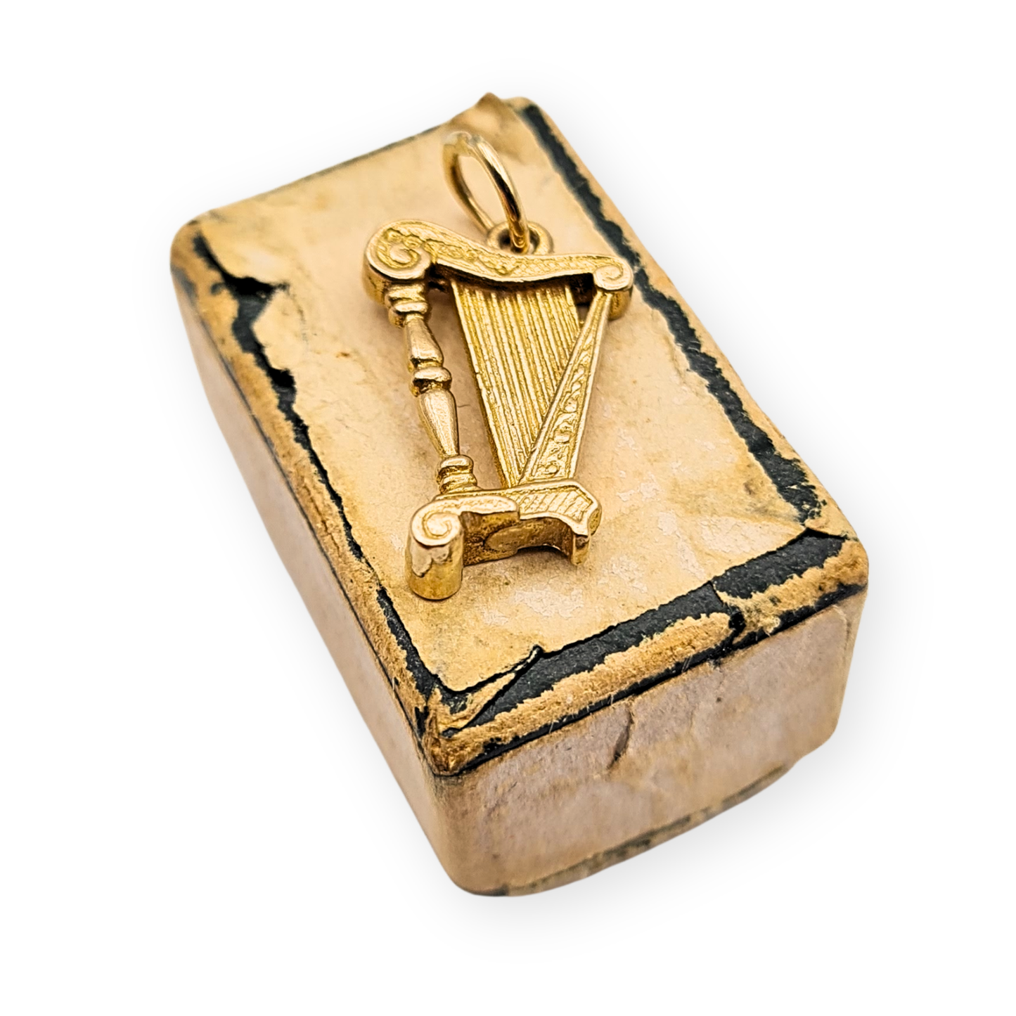 9ct Gold Harp Charm, Small Musical Instrument Pendant