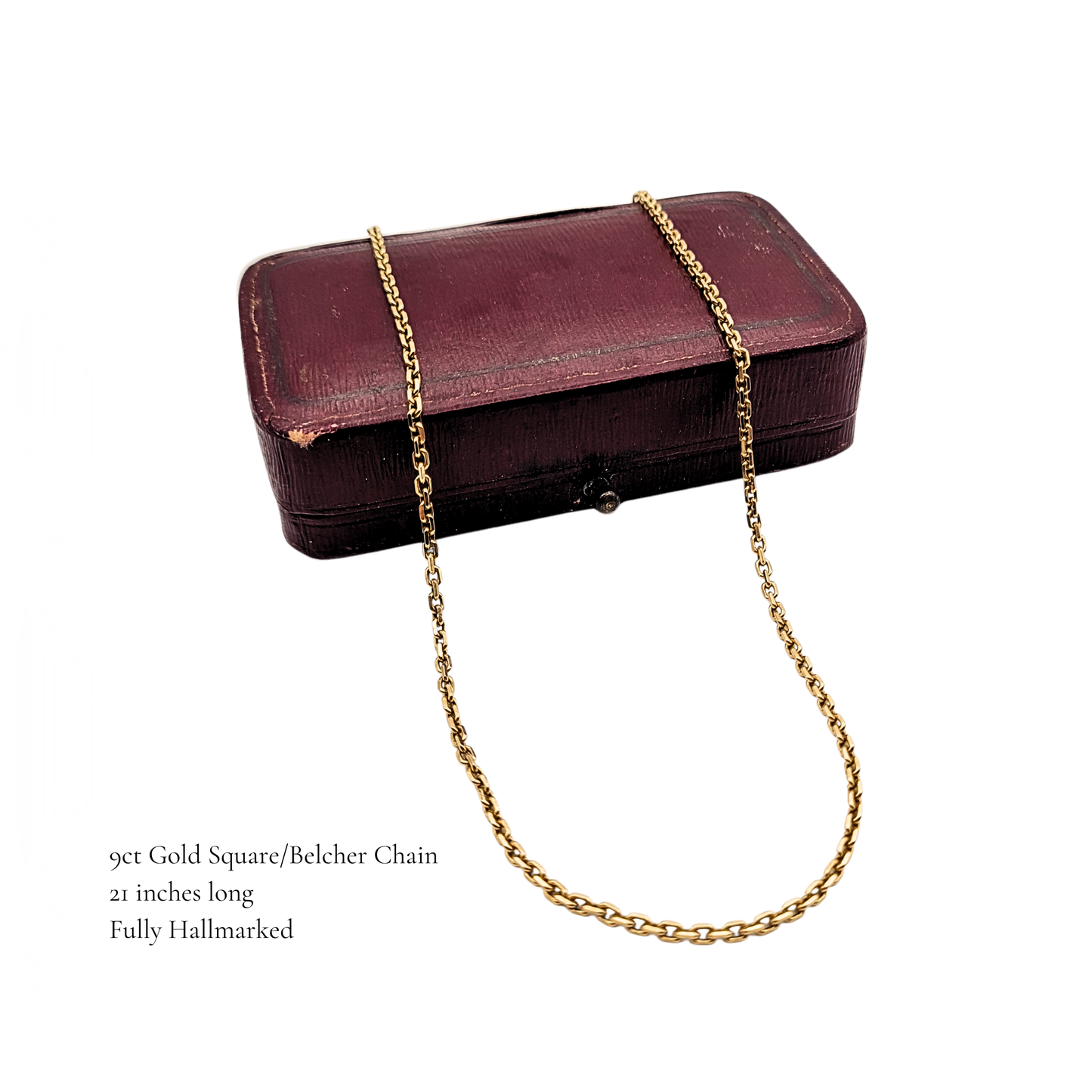 21" Long 9ct Gold Belcher Chain 21" 54cm, Fully Hallmarked