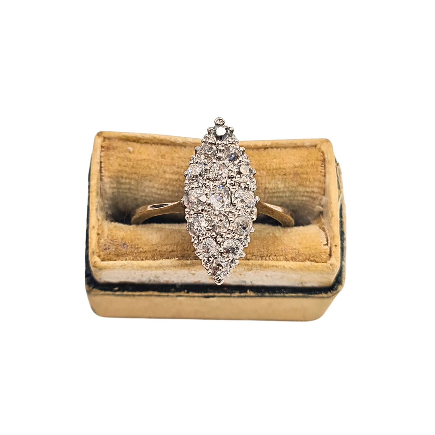 18ct White Gold Marquise Diamond Cluster Ring  UK L US 6