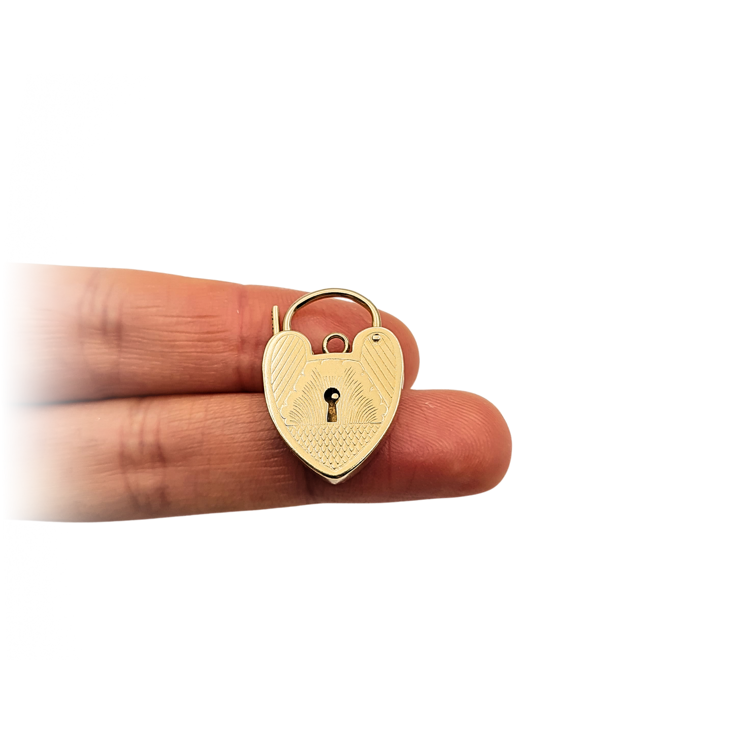 Very Large 9ct Gold Heart Padlock Pendant, 1969, Engraved Charm