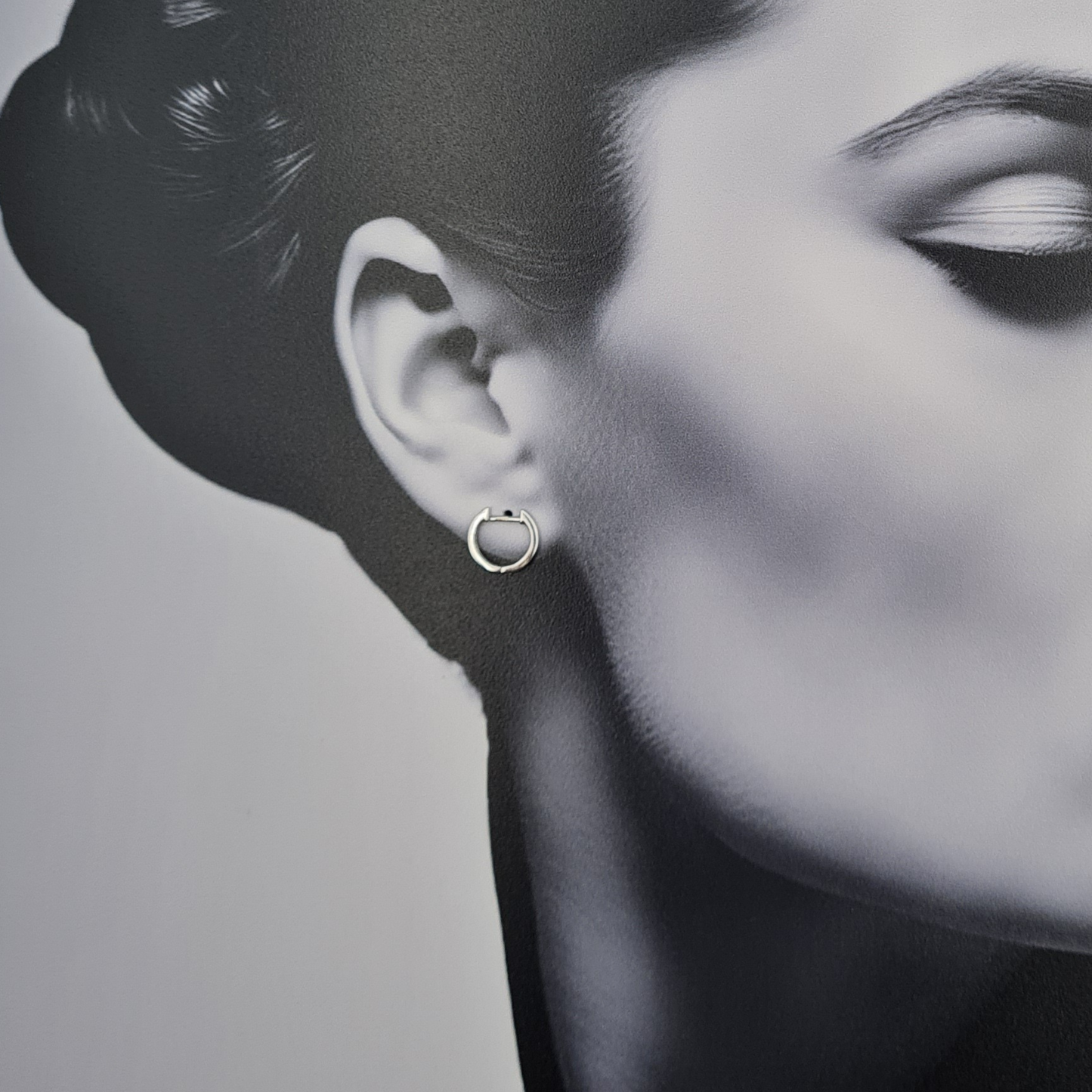 Tiny 9ct White Gold Diamond Huggie Hoop Earrings Fully Hallmarked