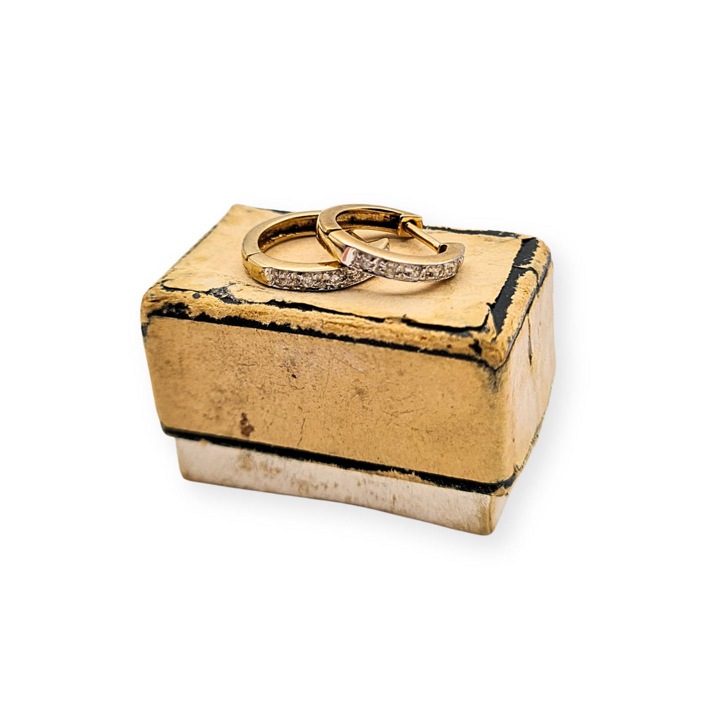 Tiny 9ct Gold Diamond Huggie Hoop Earrings Fully Hallmarked