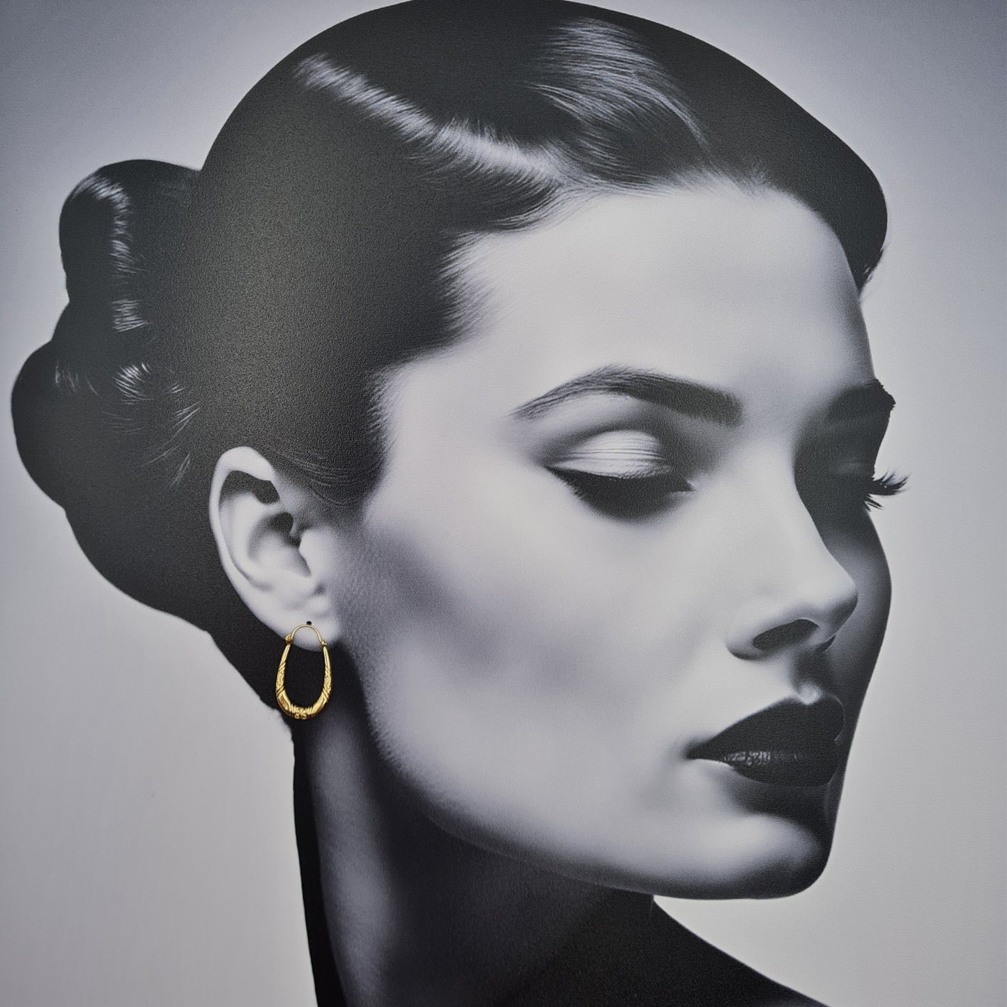 9ct Gold Creole Hoop Earrings, Stamped 375, Engraved