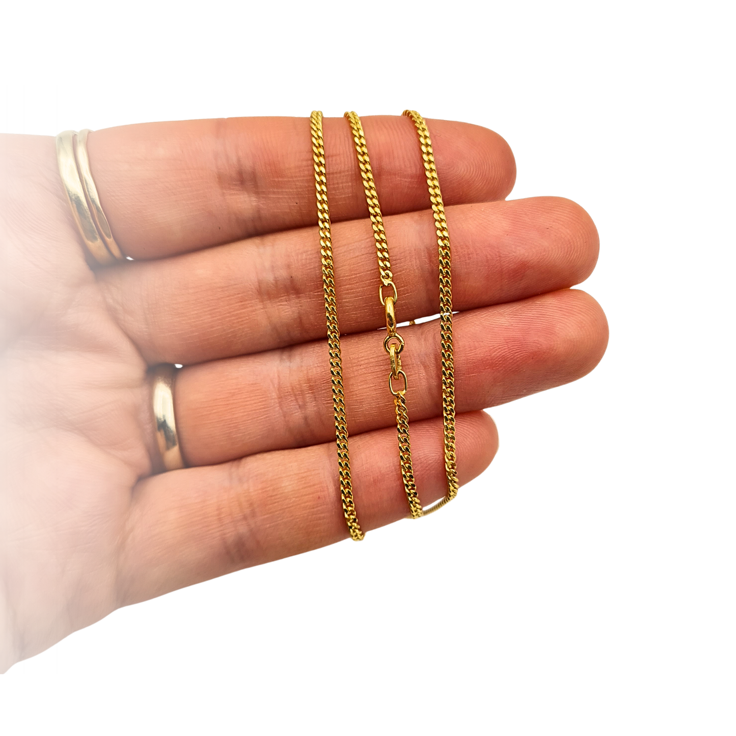 9ct Gold Solid Curb Chain Necklace 19.5" 50cm 4.2g Fully Hallmarked