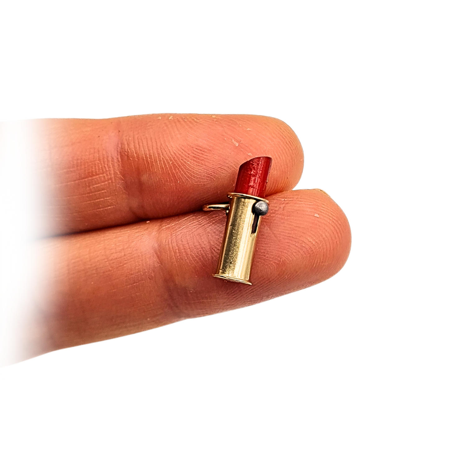 9ct Gold Lipstick Charm, Hallmarked, Moving Parts, Mini Pendant