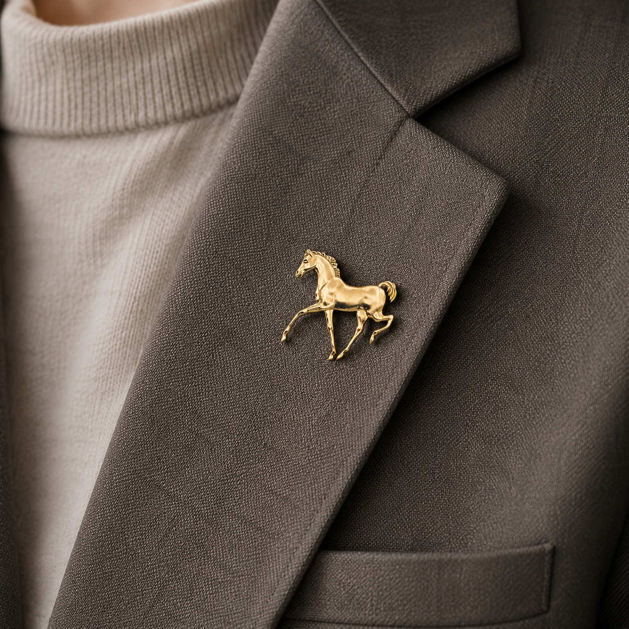 Large 9ct Gold Solid Horse Brooch Birmingham 1986 Satin Equestrian Pin