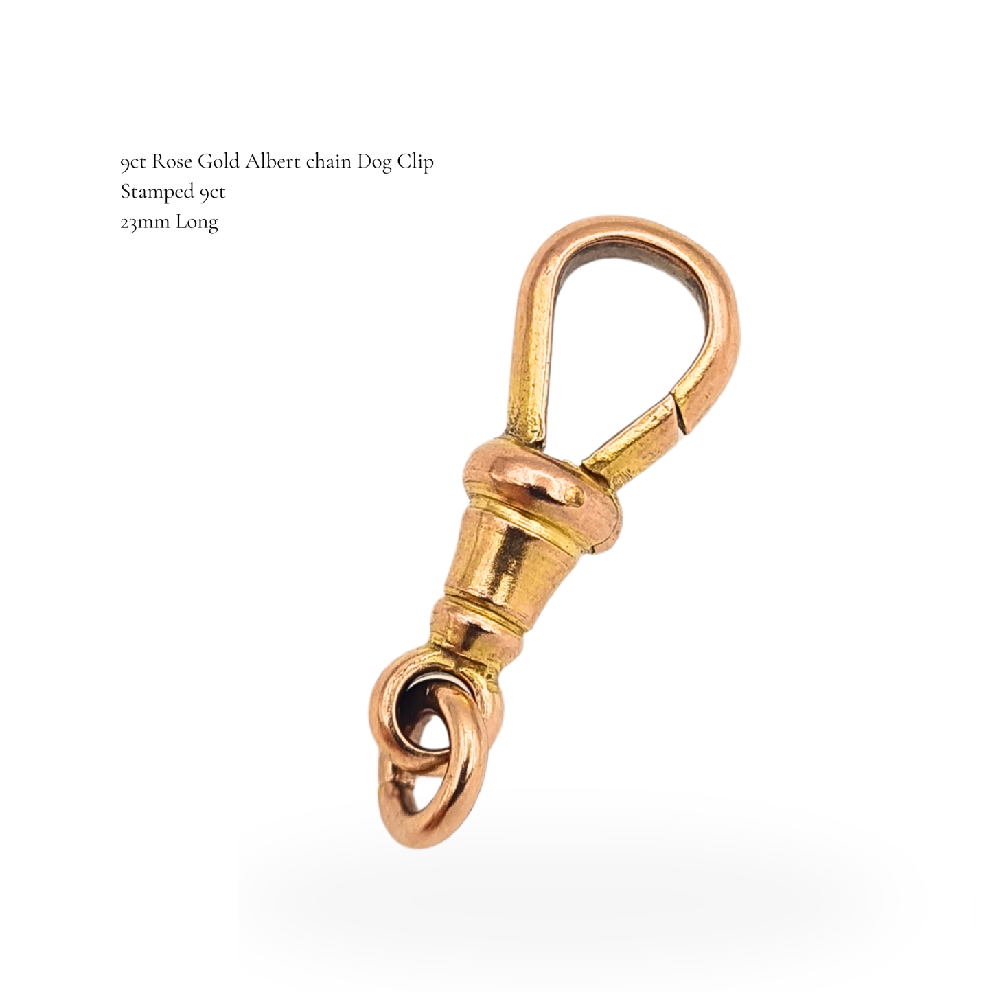 Antique 9ct Rose Gold Albert Chain Dog Clip Clasp Fixed jump ring