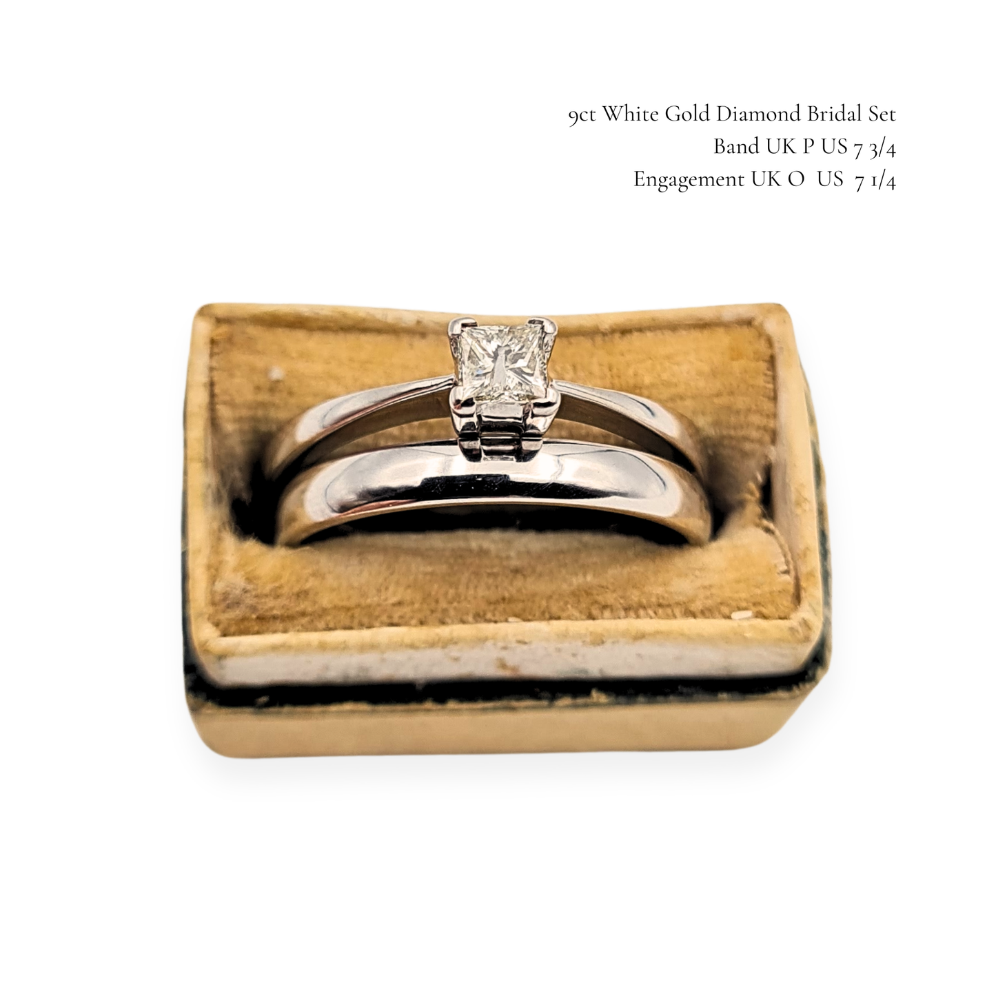 Refurbished 9ct White Gold Diamond Bridal Set Princess Cut