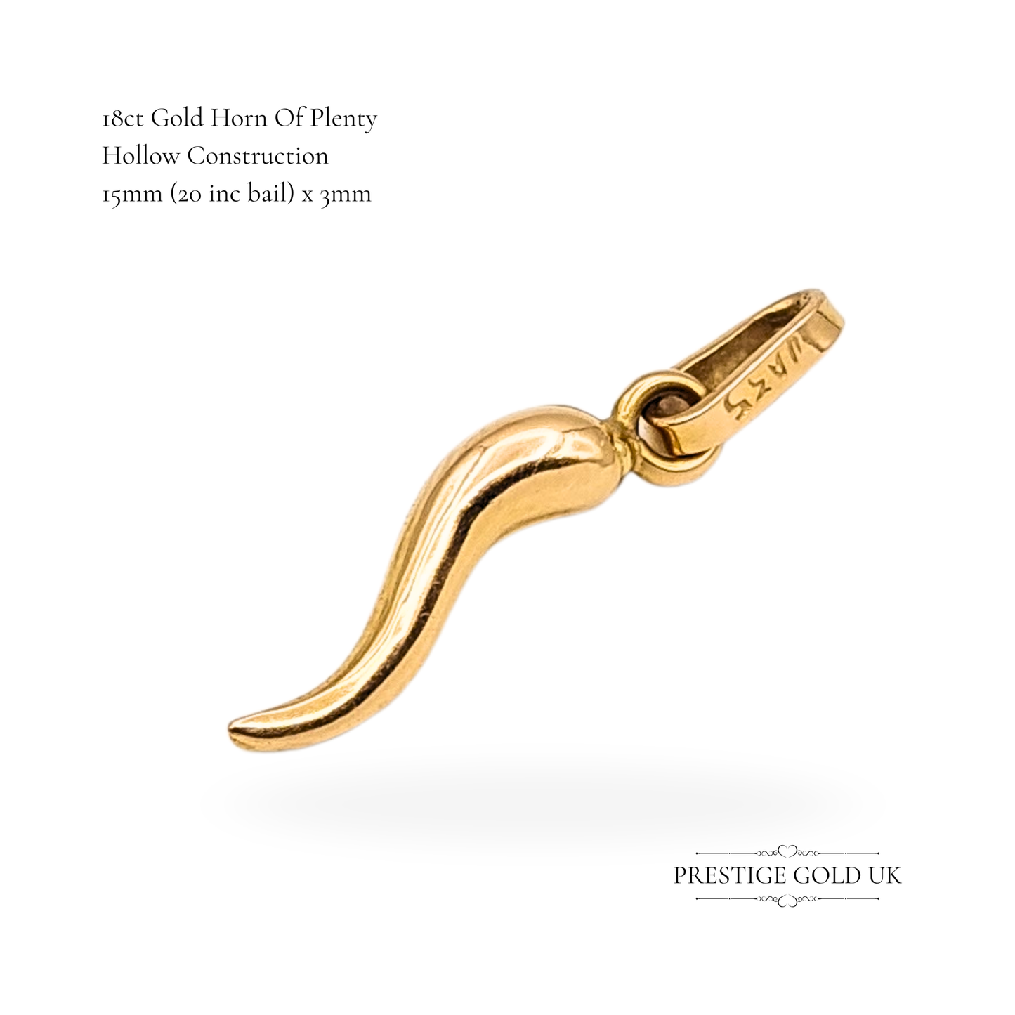 18ct Gold Horn Of Plenty Charm, Tiny Good Luck Charm