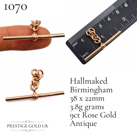 Vintage Yellow & Rose Gold Albert Chain T-Bar