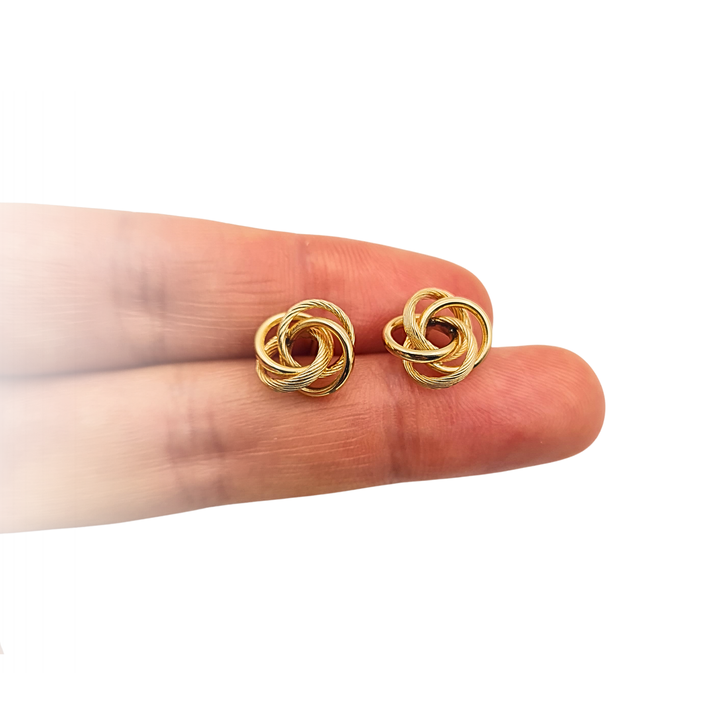 Quality 9ct Gold Twist Knot Earrings Round Woolmark Design Stud Earrings