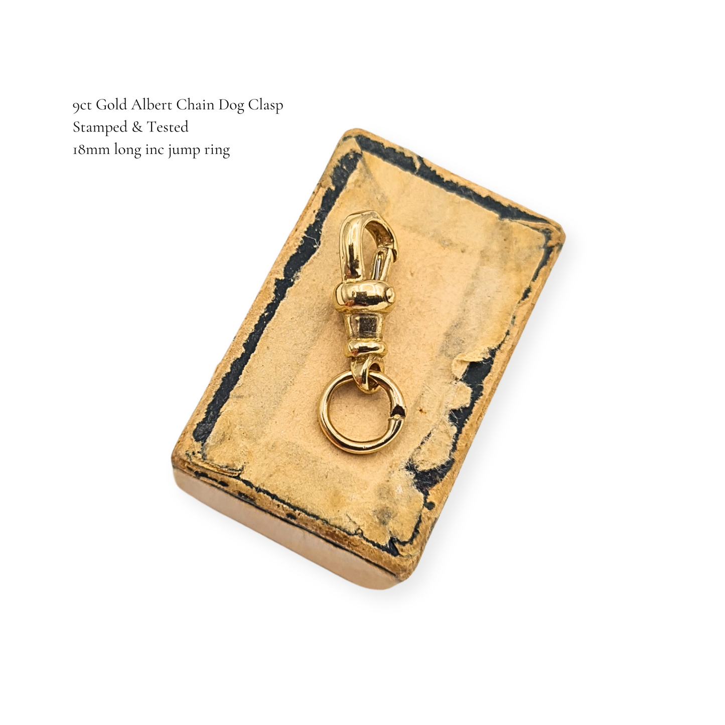 Tiny 9ct Gold Albert Chain Dog Clasp 18mm Clip Jump Ring