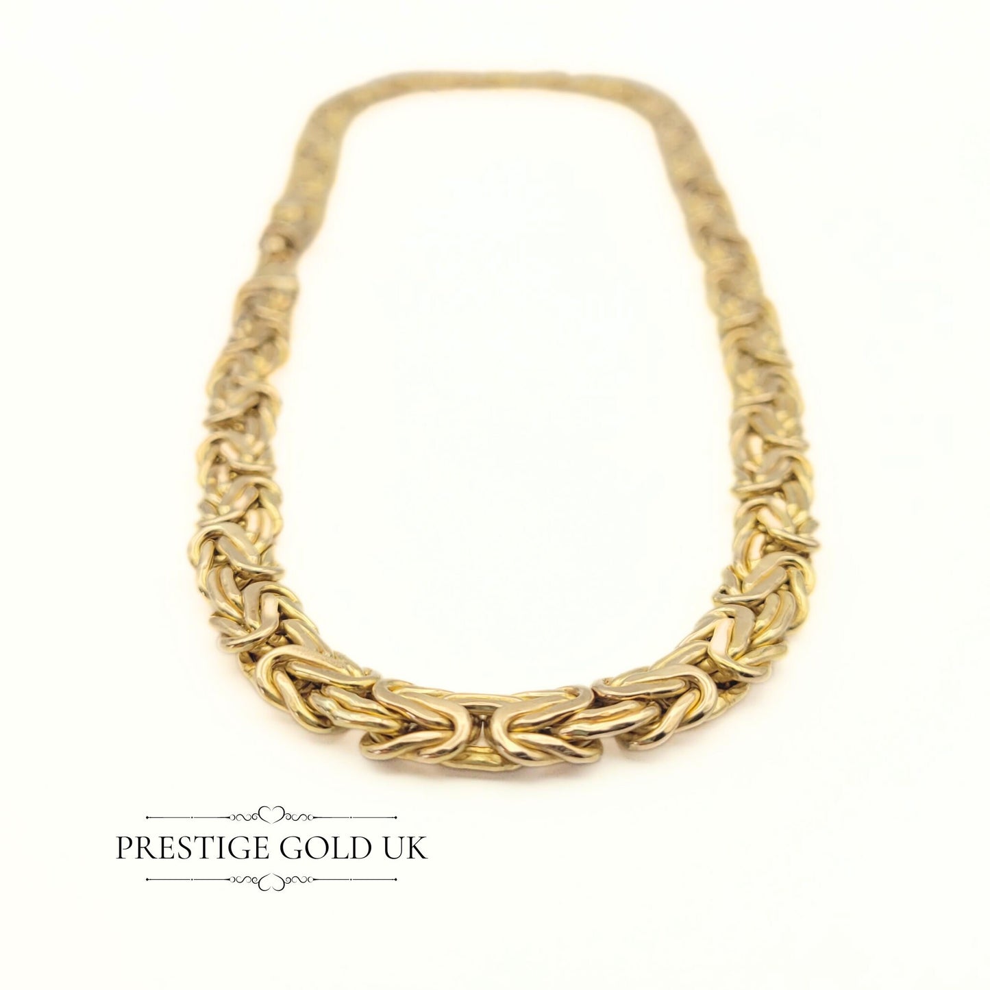 Short Kings Pattern Gold Necklace in 9ct Yellow Gold - 16" or 42cm