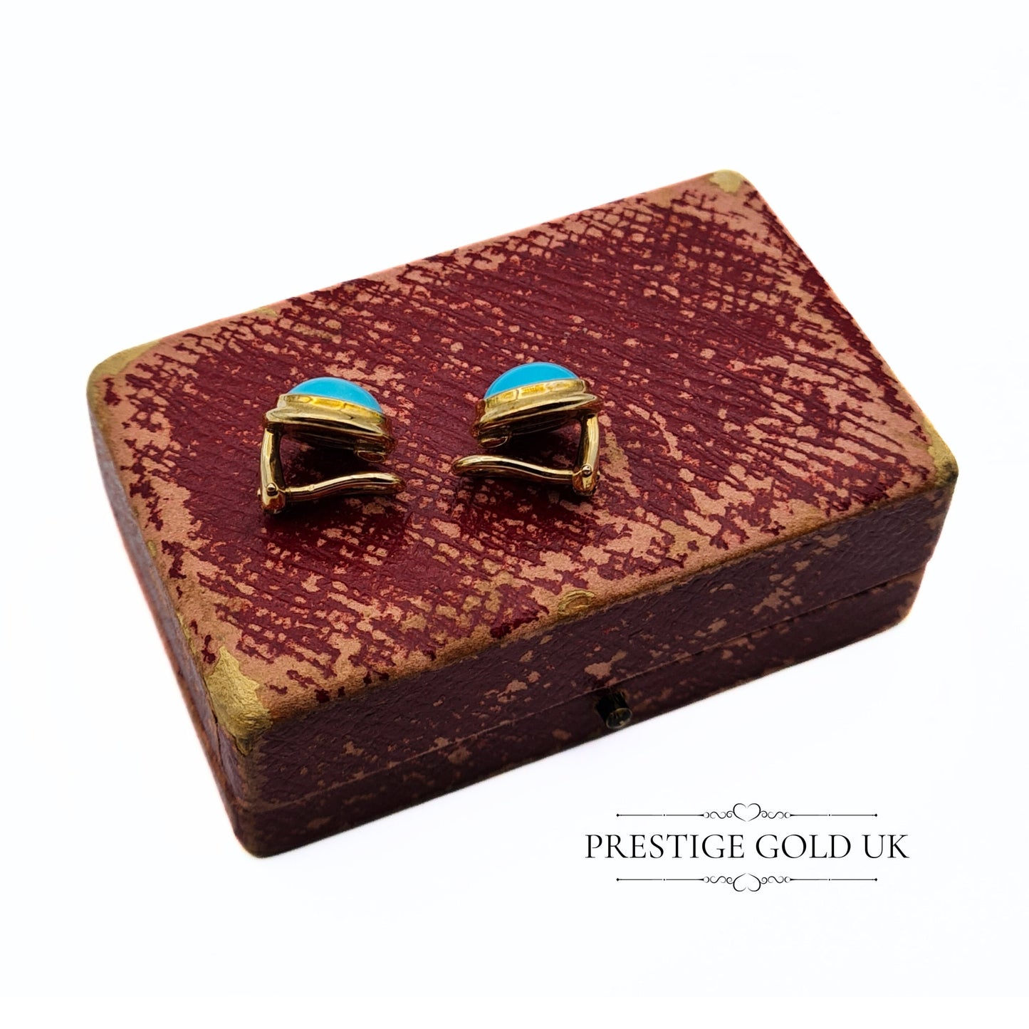 Vintage 9ct Gold Turquoise Clip-on Earrings