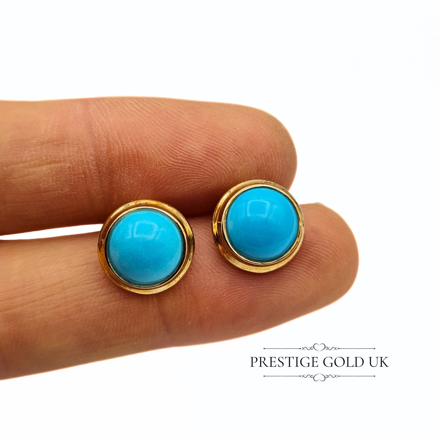 Vintage 9ct Gold Turquoise Clip-on Earrings