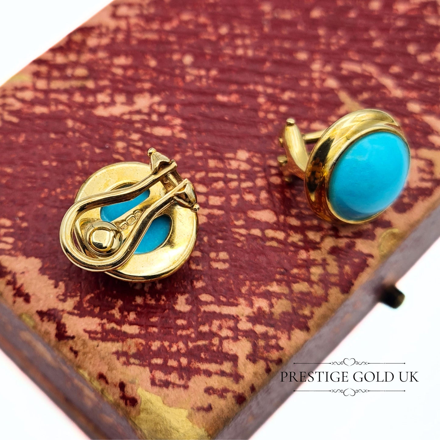 Vintage 9ct Gold Turquoise Clip-on Earrings