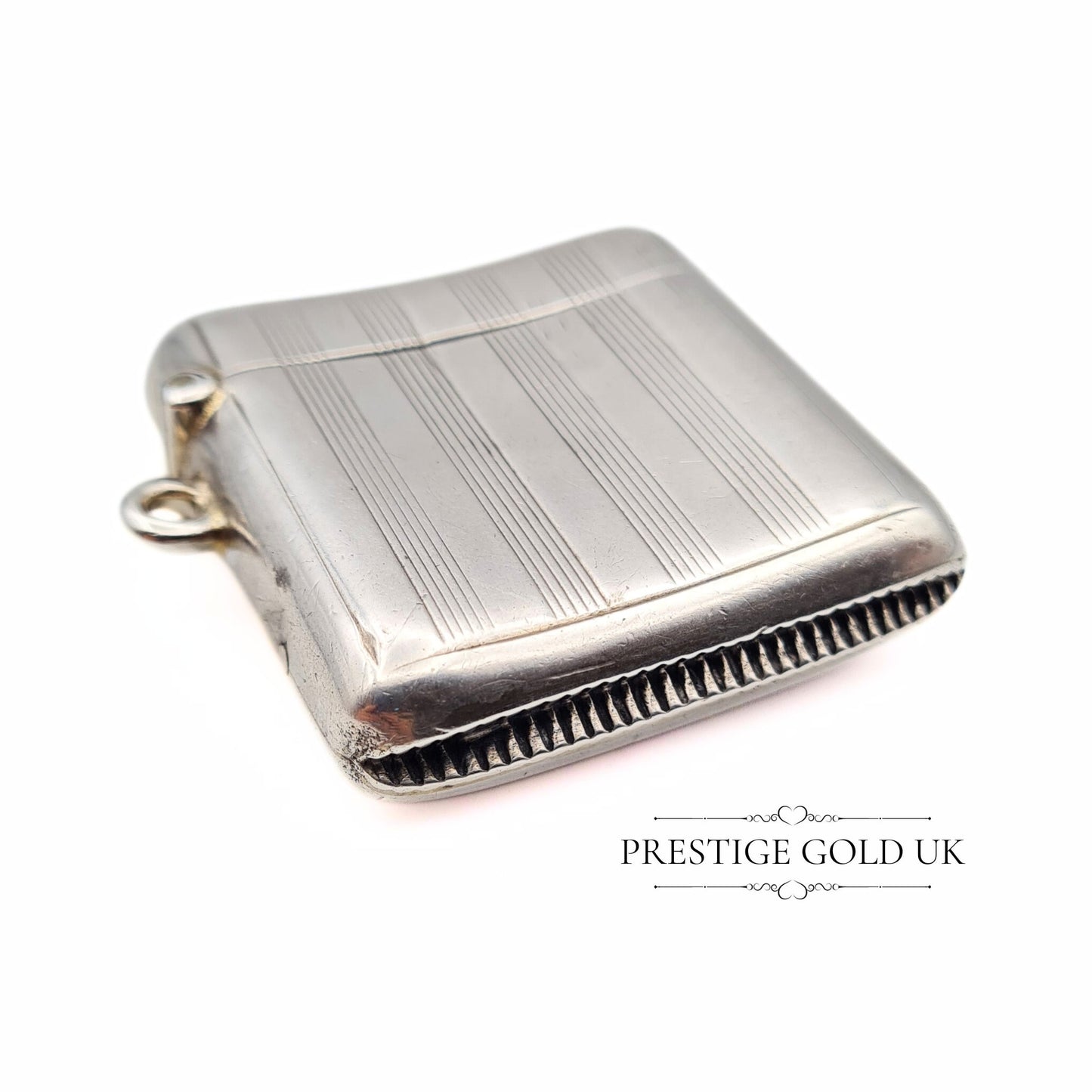 Gents Antique Silver Engraved Match Holder