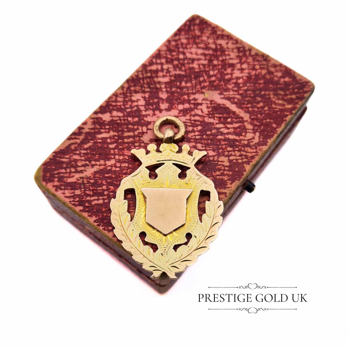 Georgian 9ct Gold Hand-Engraved Shield Pendant from 1903