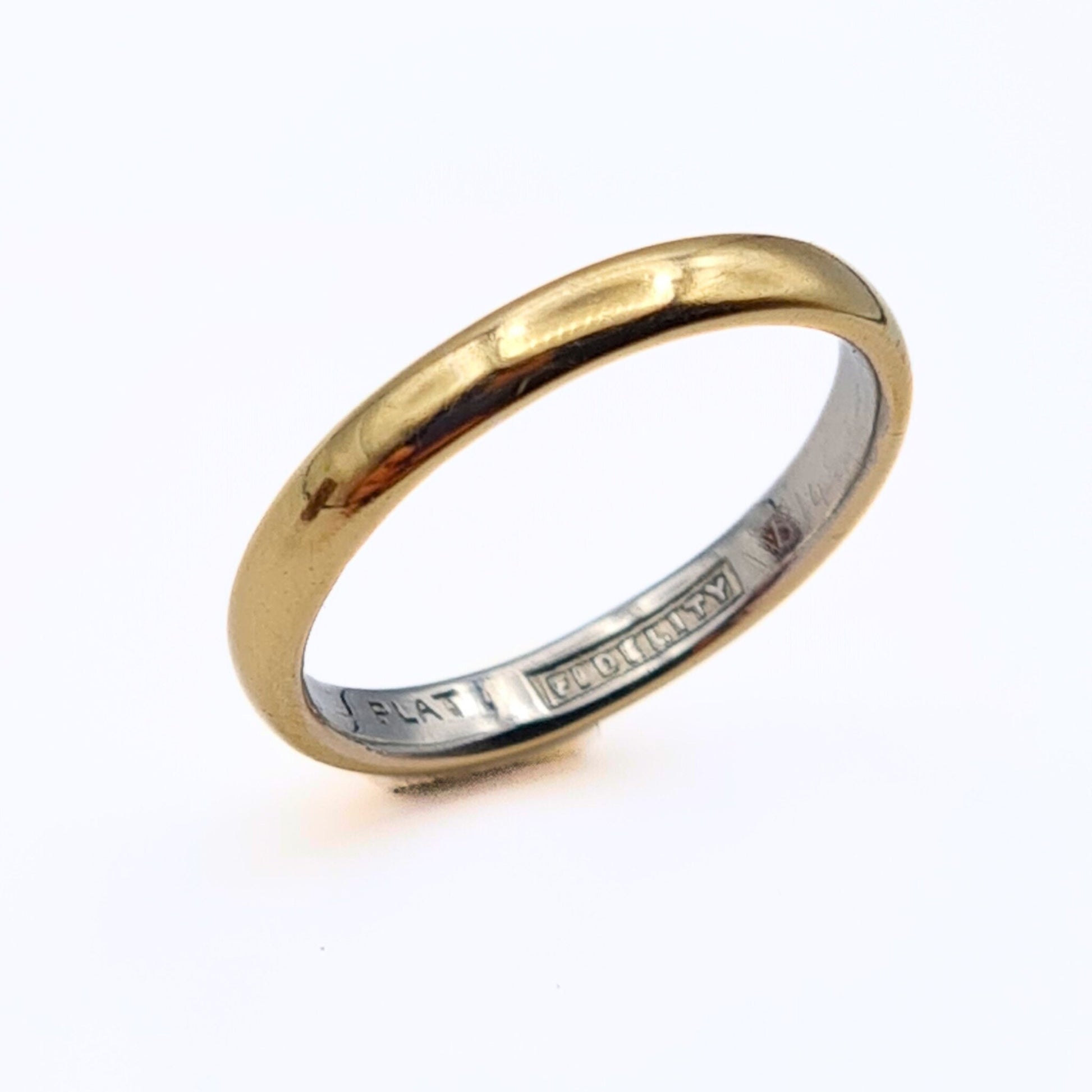 Vintage 1940's Gold & Platinum Fidelity Ring - Size UK K, US 5, Euro 49.5