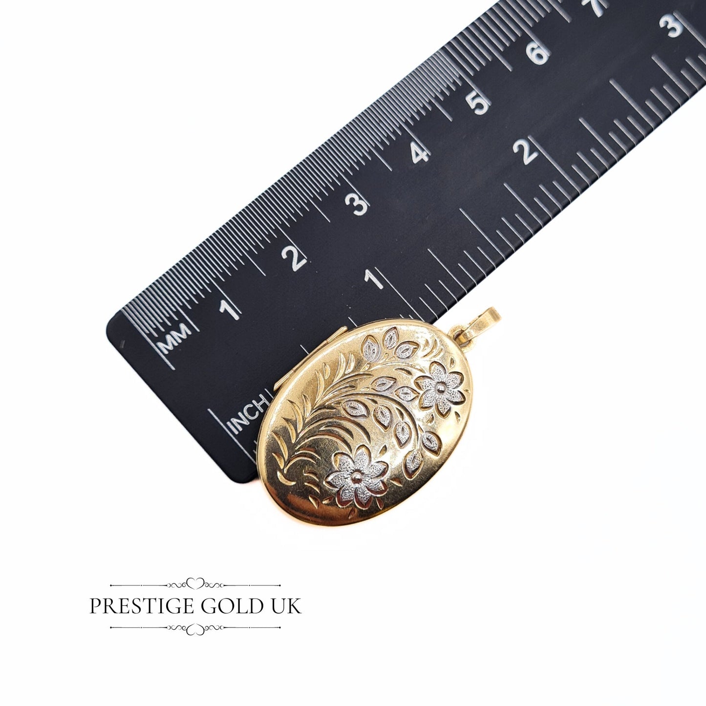 Vintage 9ct Gold Floral Locket with Silver Details