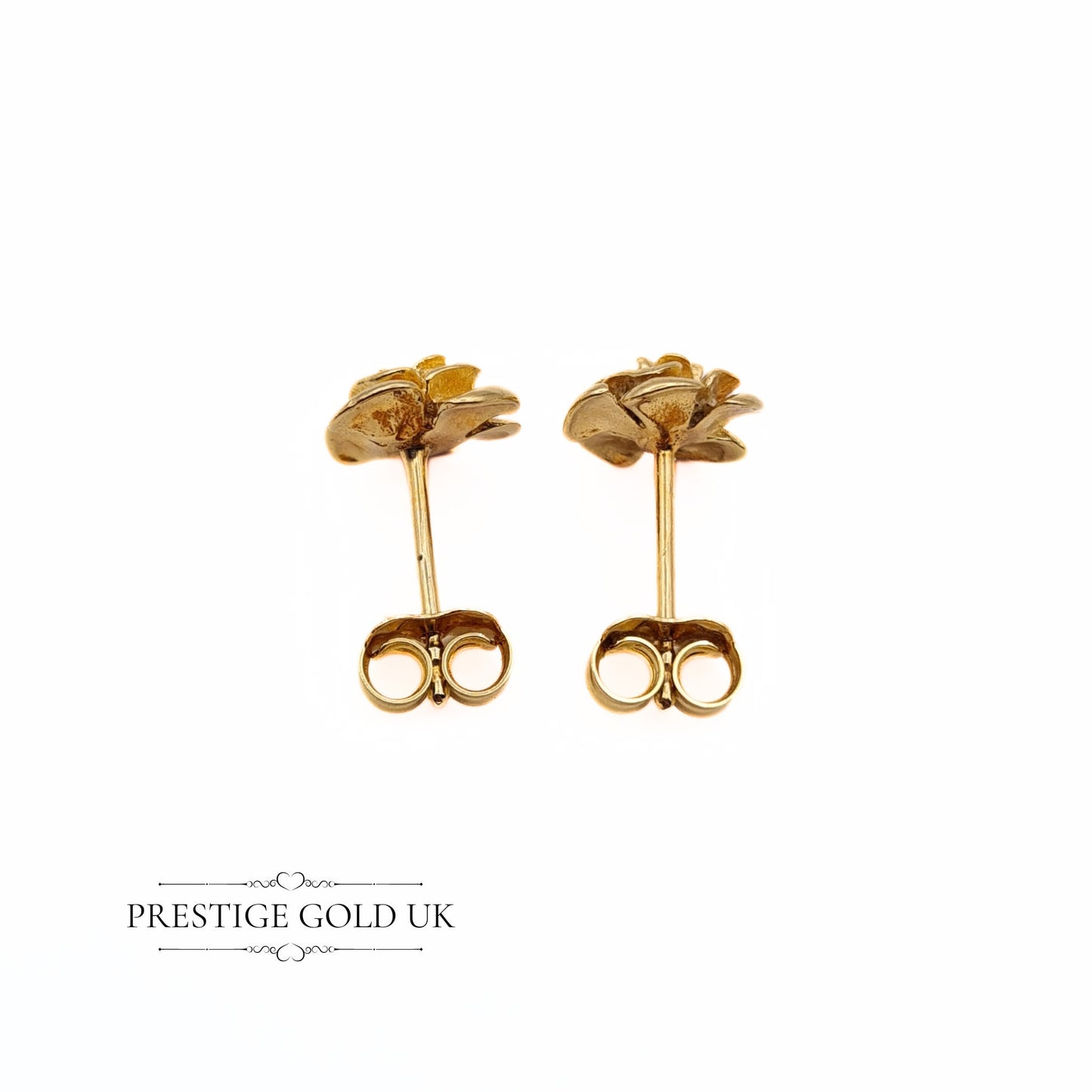 Vintage Small 9ct Gold Ornate Flower Studs