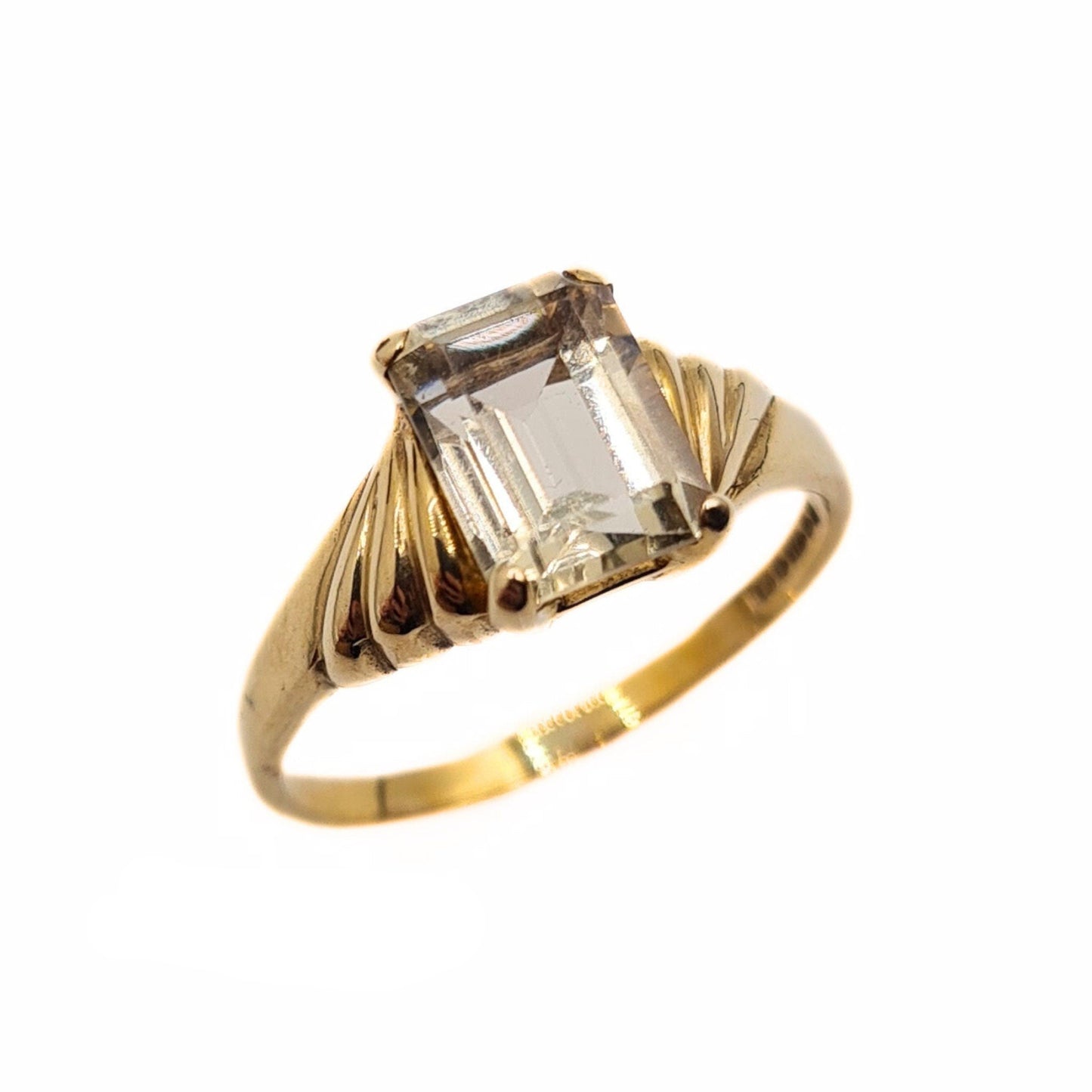 Vintage 9ct Gold Baguette Cut Gemstone Ring - Size UK L, US 5 3/4, Euro 51