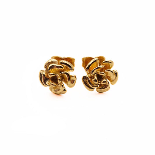 Vintage Small 9ct Gold Ornate Flower Studs