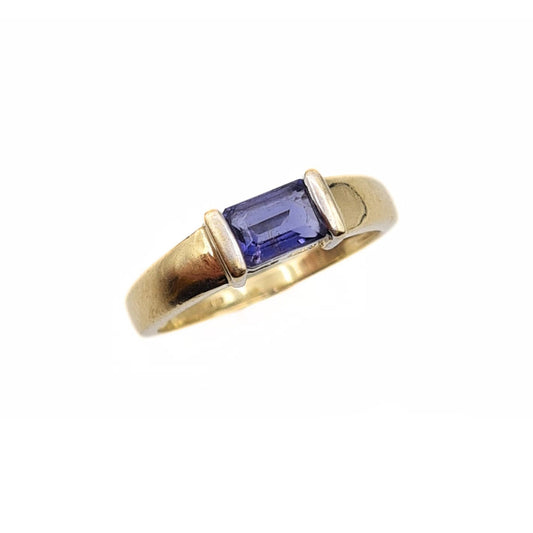 Vintage 9ct Gold Iolite Ring - Size UK L, US 5 3/4, EU 51