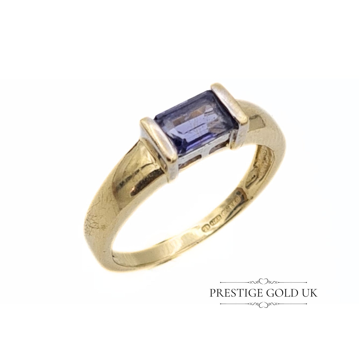 Vintage 9ct Gold Iolite Ring - Size UK L, US 5 3/4, EU 51