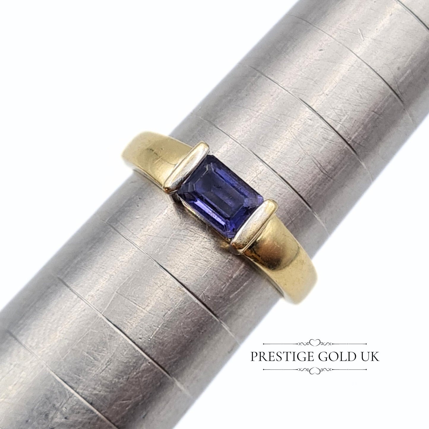 Vintage 9ct Gold Iolite Ring - Size UK L, US 5 3/4, EU 51