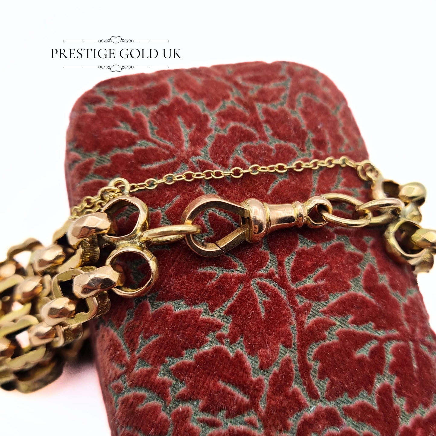 Antique Gold Twin Row Roller Chain Bracelet 9ct - 6 1/2" / 16.5cm