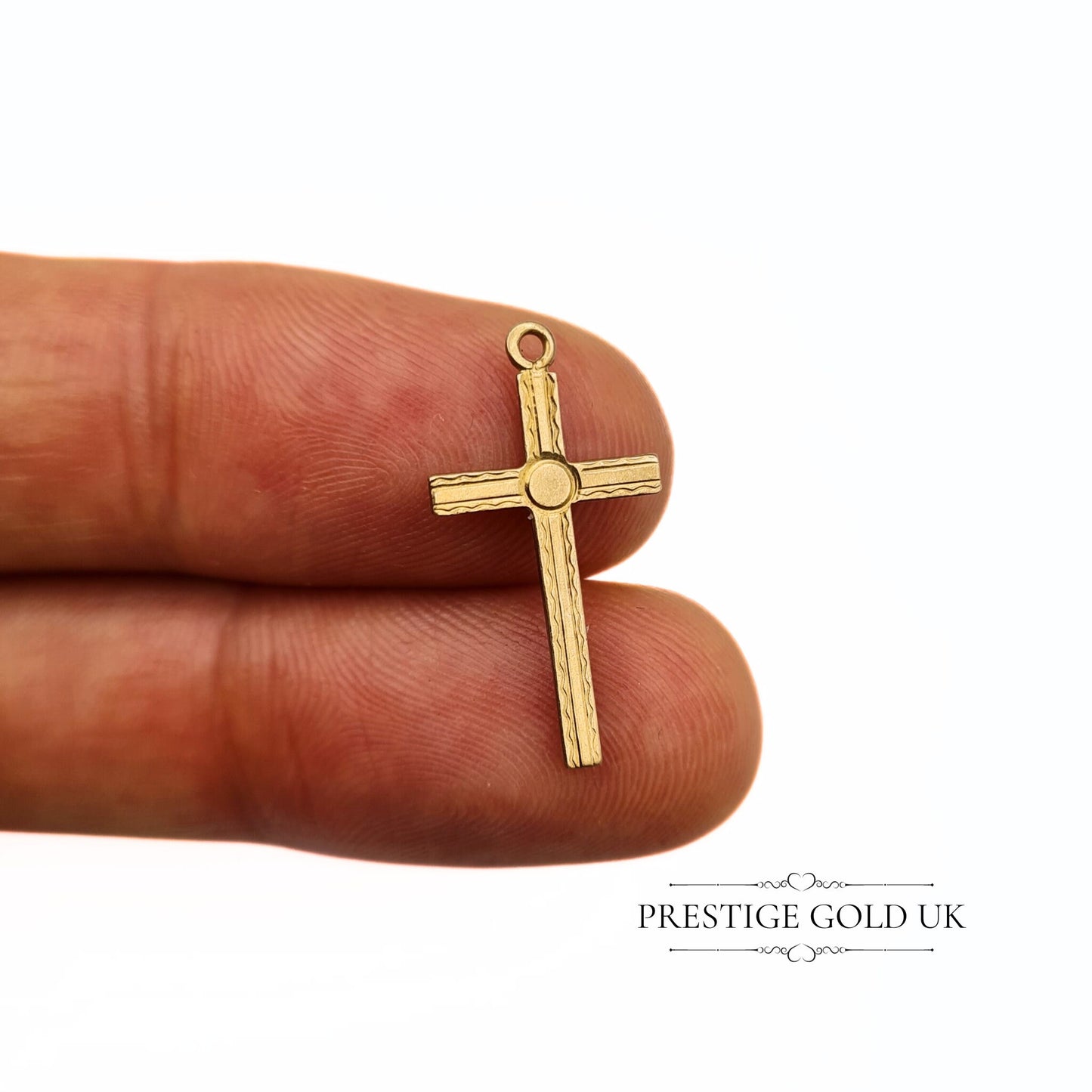 Vintage 9ct Solid Gold Lightweight Minimalist Cross Charm