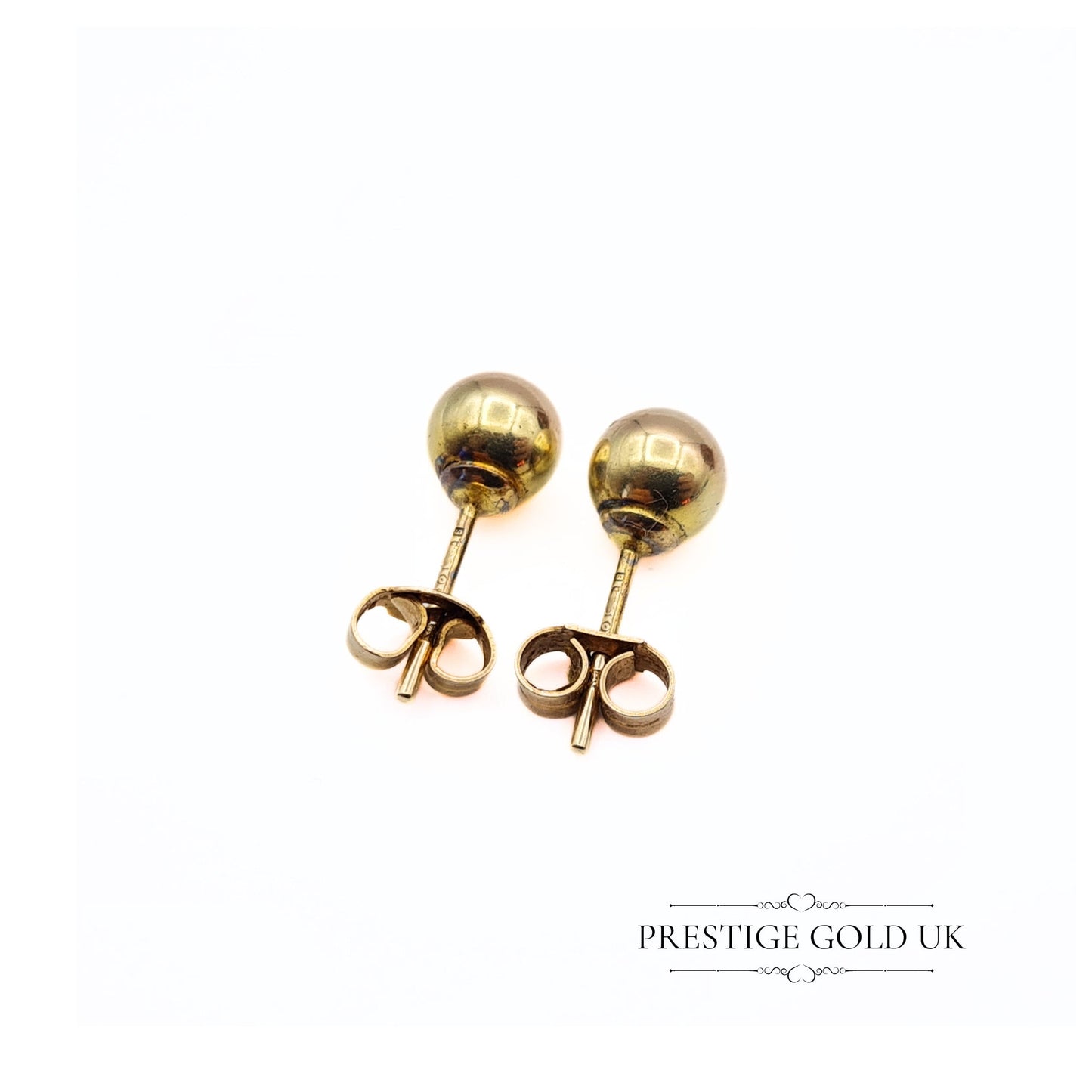 Vintage 1960s 9ct Gold Ball Stud Earrings - 6mm