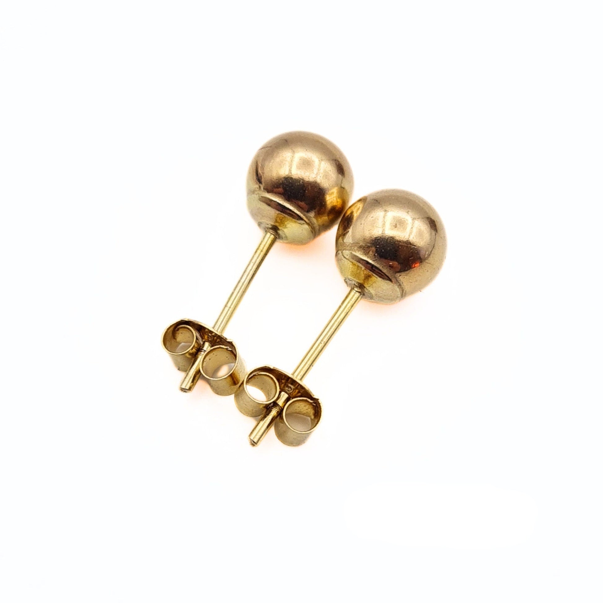 Vintage 9ct Gold Ball Stud Earrings - 6mm