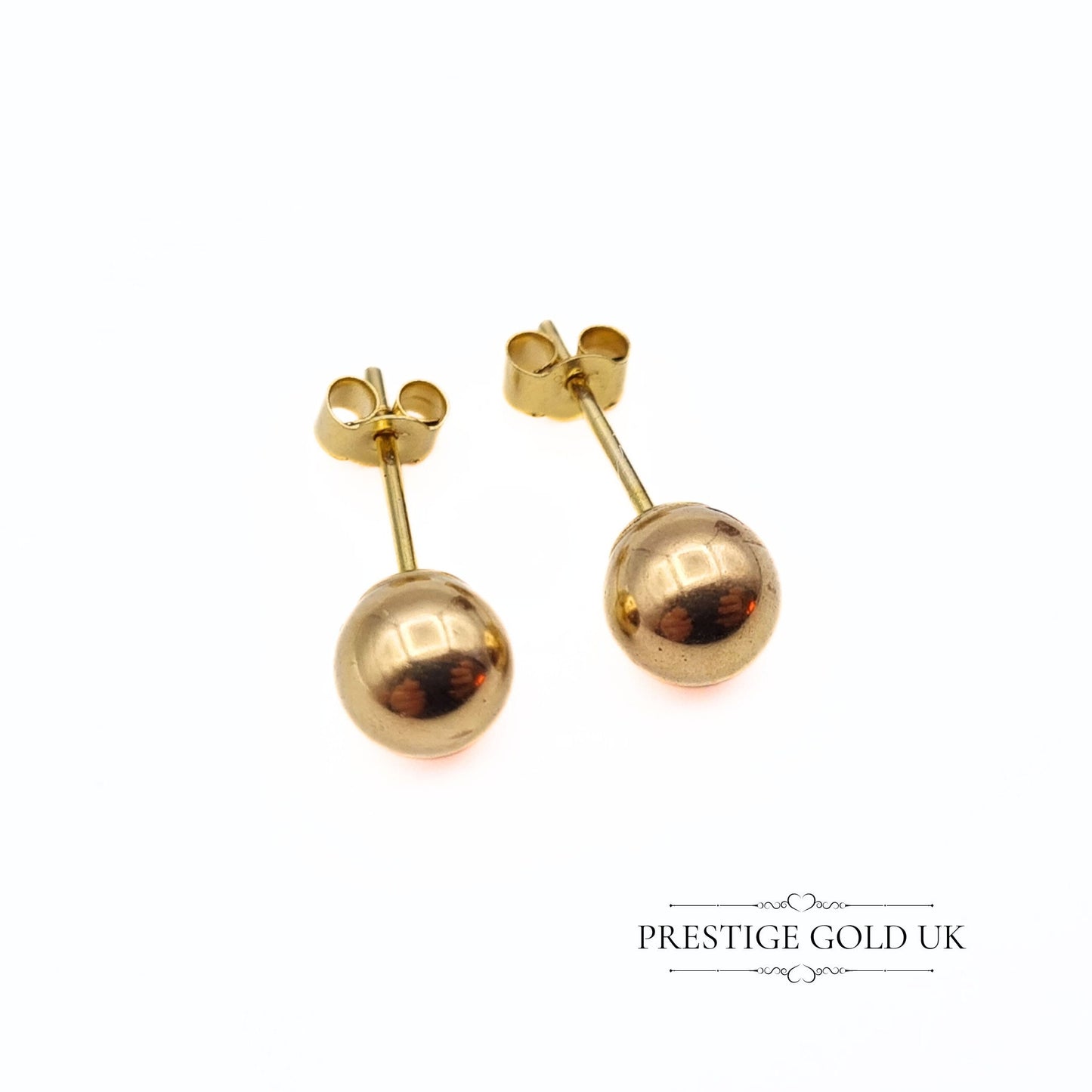 Vintage 9ct Gold Ball Stud Earrings - 6mm