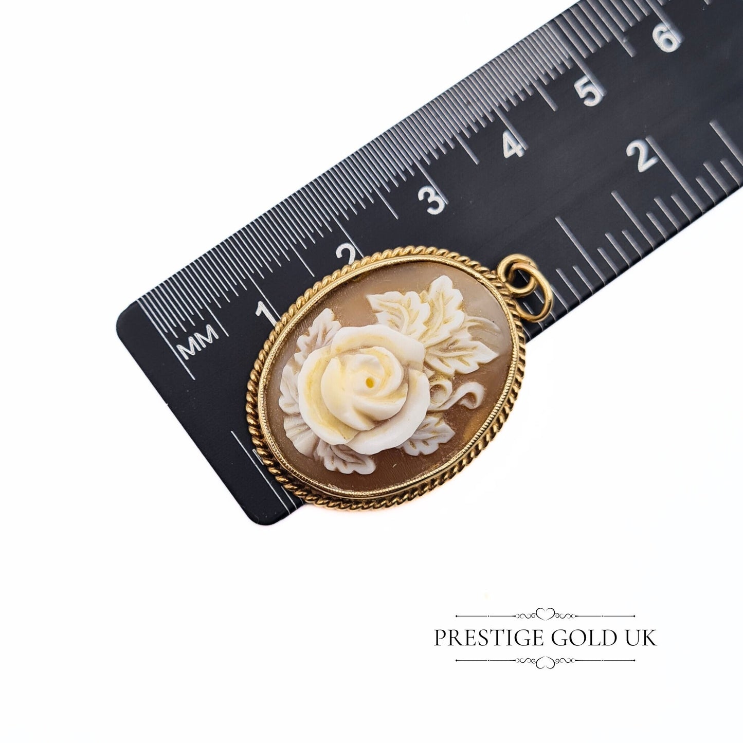 Vintage 9ct Gold Rose Cameo Pendant