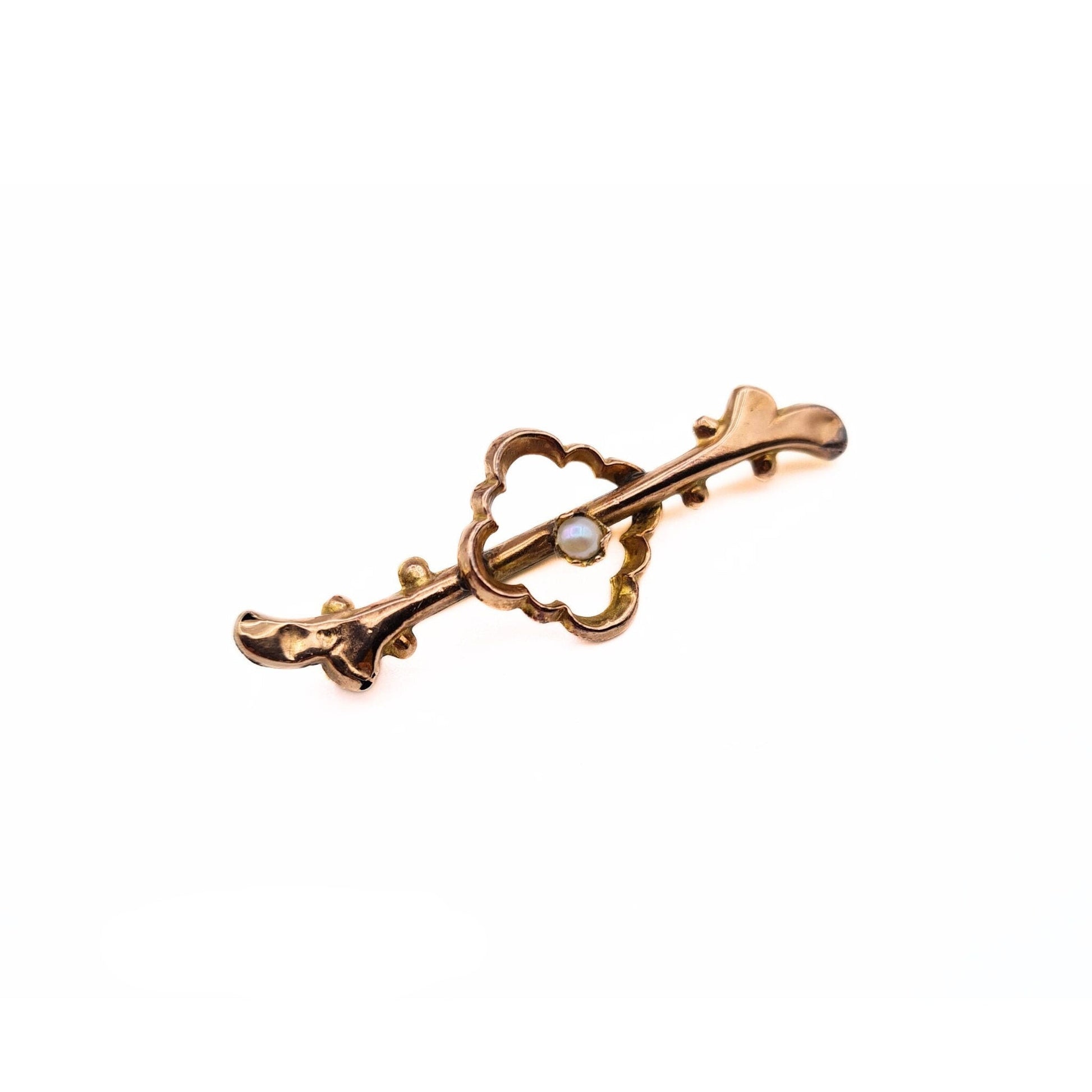 Victorian 9ct Rose Gold & Pearl Brooch 