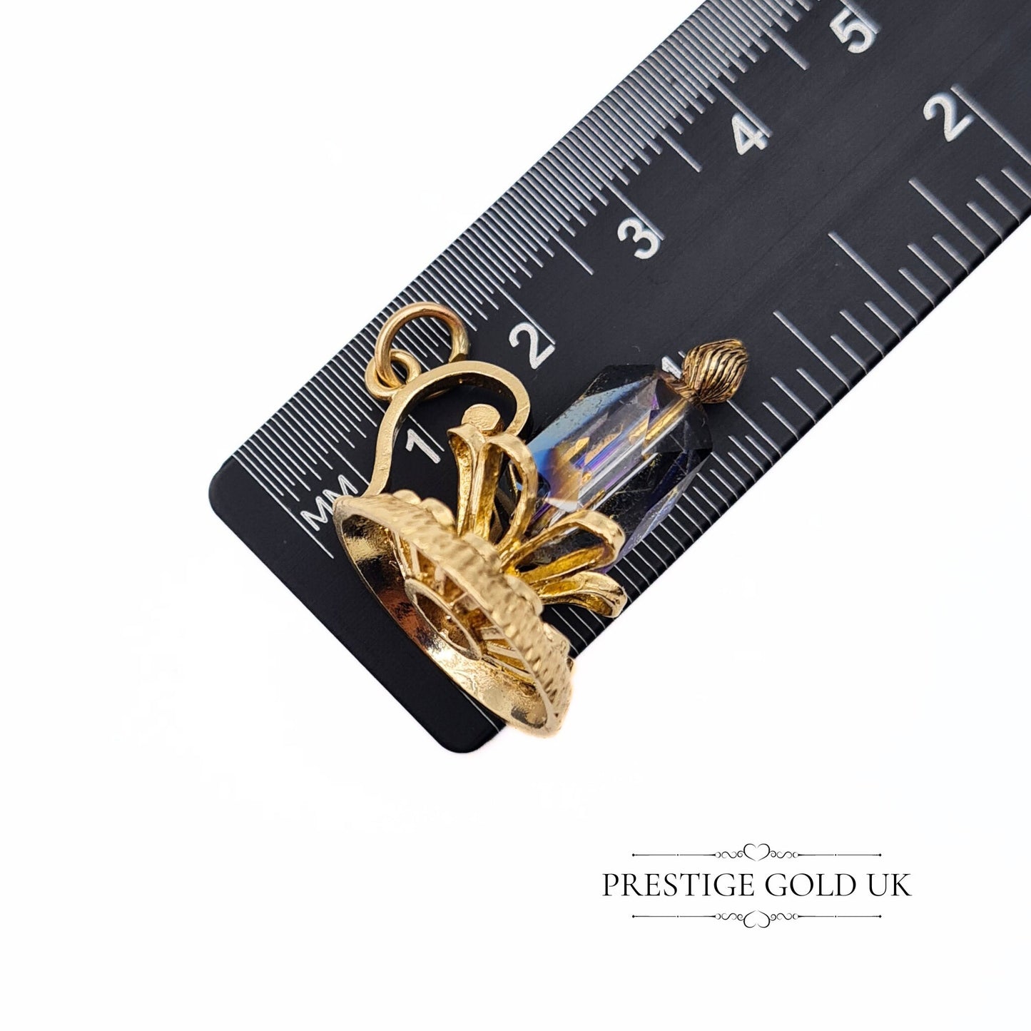 Vintage 9ct Gold Crystal Lantern Charm