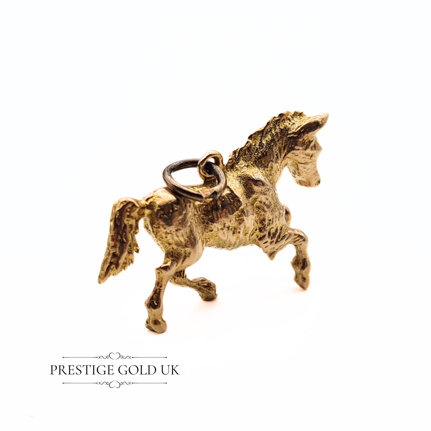 Vintage 9ct Solid Gold Horse Charm - Galloping Pony Pendant