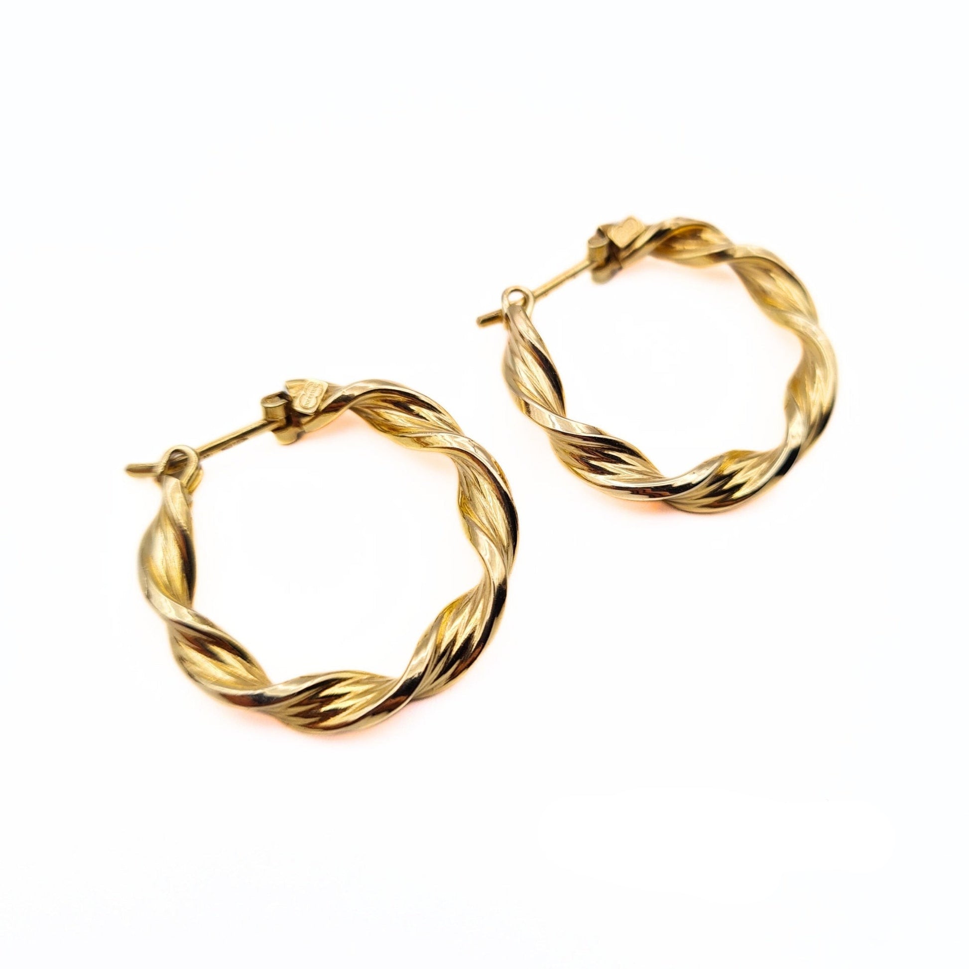 Vintage 9ct Gold Creole Hoop Earrings - 22mm