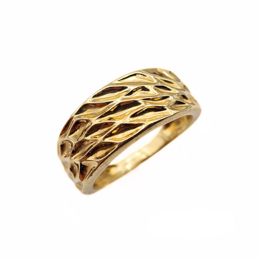 Vintage 9ct Gold Patterned/Textured Ring - Size UK N, US 6 1/4, Euro 53.5