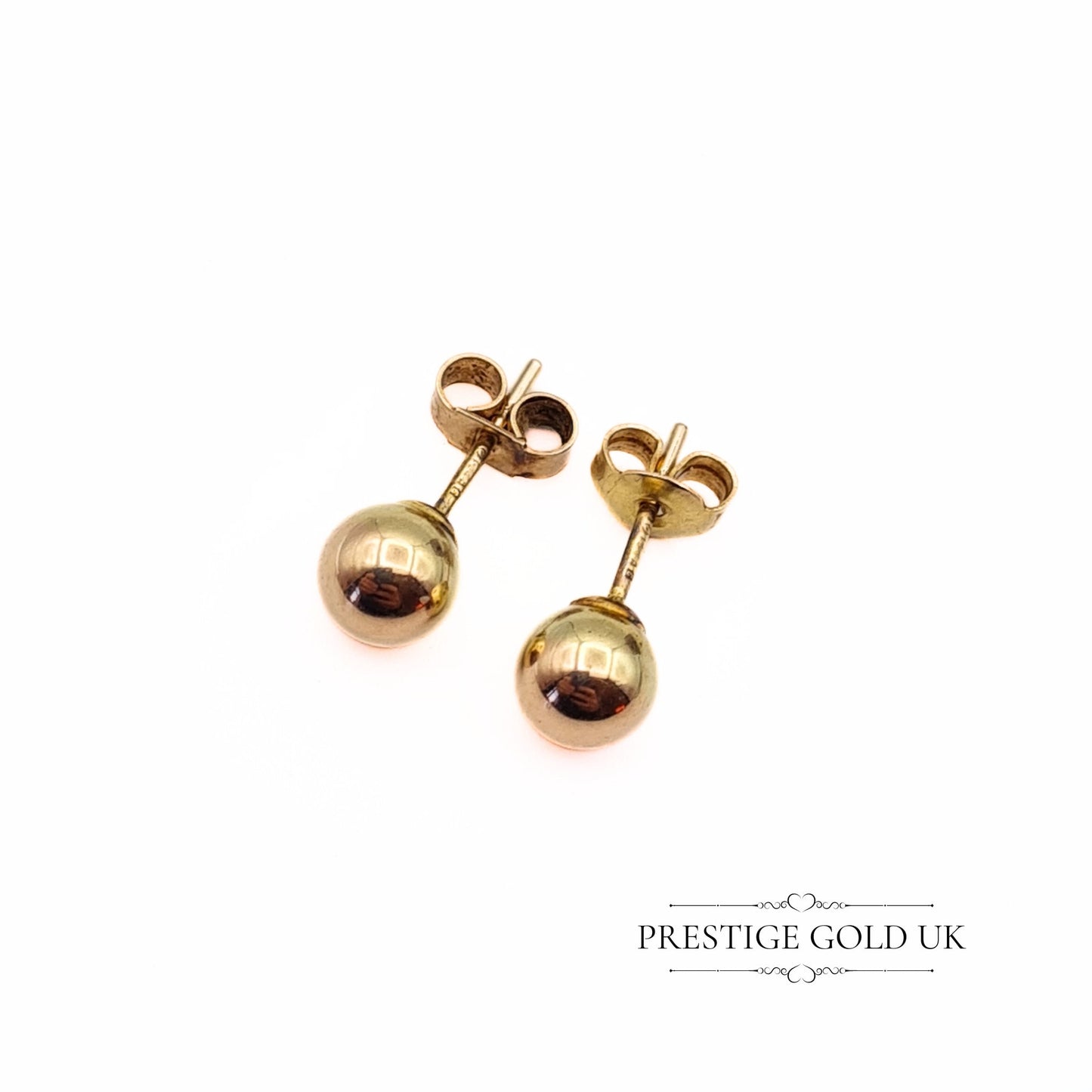 Vintage 1960s 9ct Gold Ball Stud Earrings - 6mm