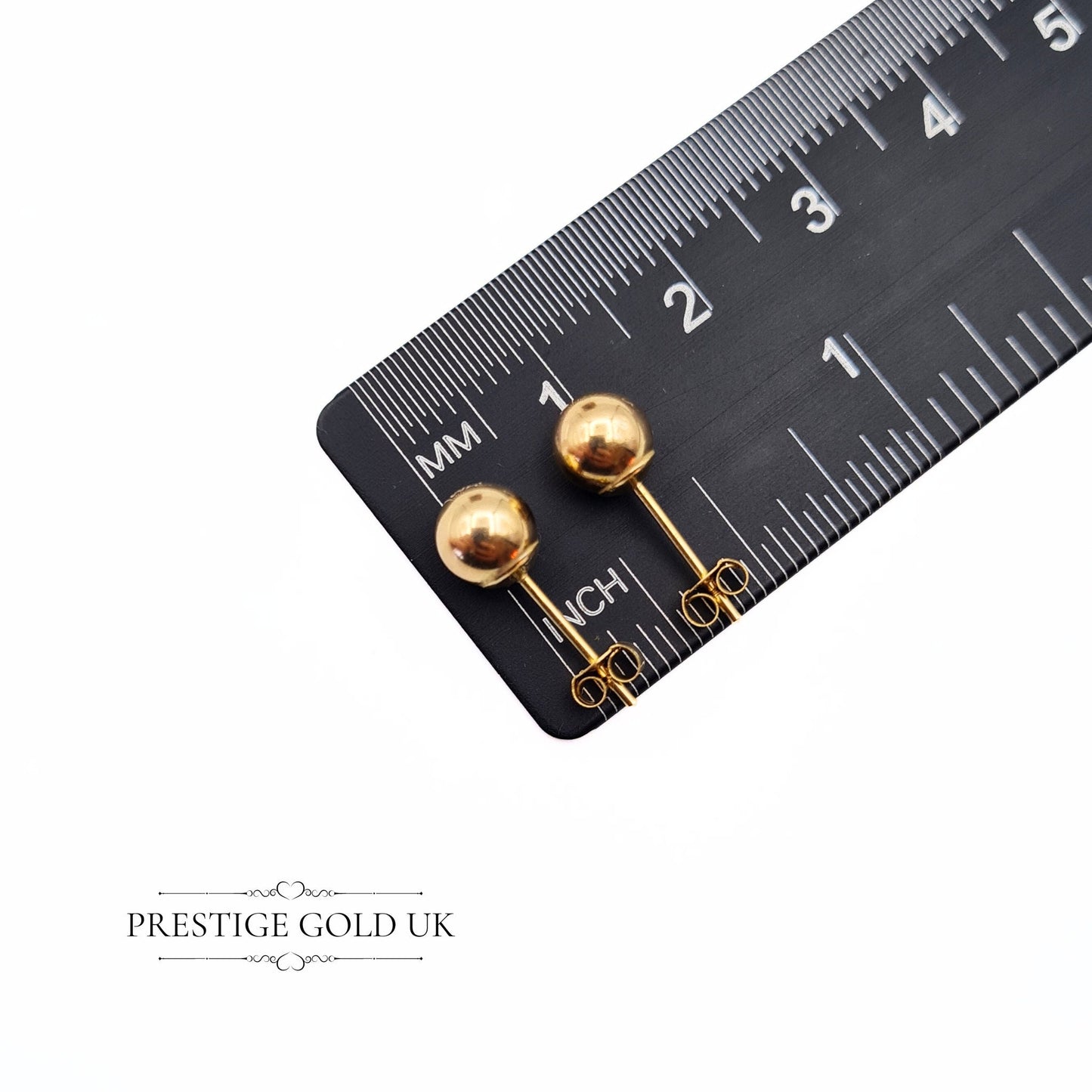 Vintage 9ct Gold Ball Stud Earrings - 6mm