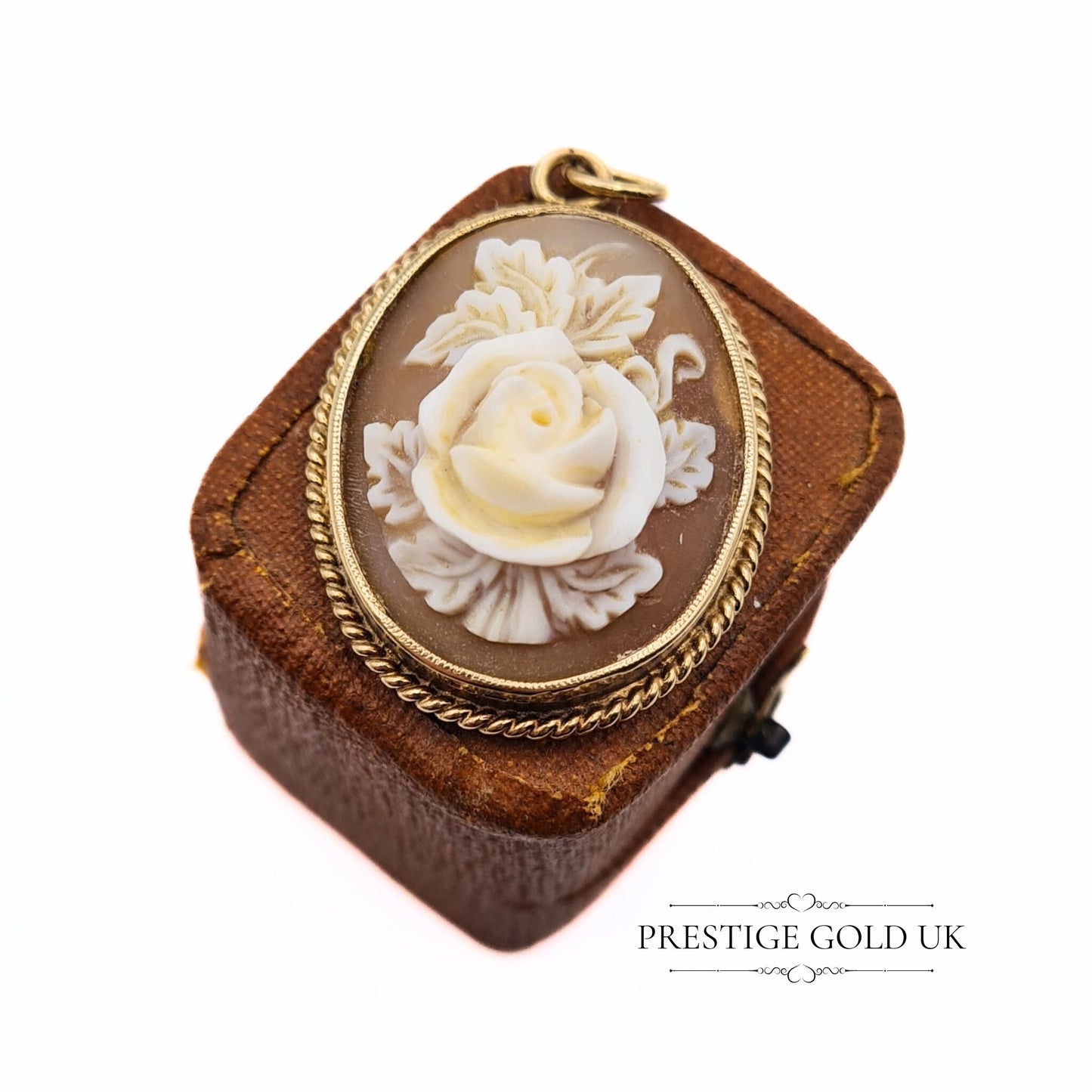 Vintage 9ct Gold Rose Cameo Pendant