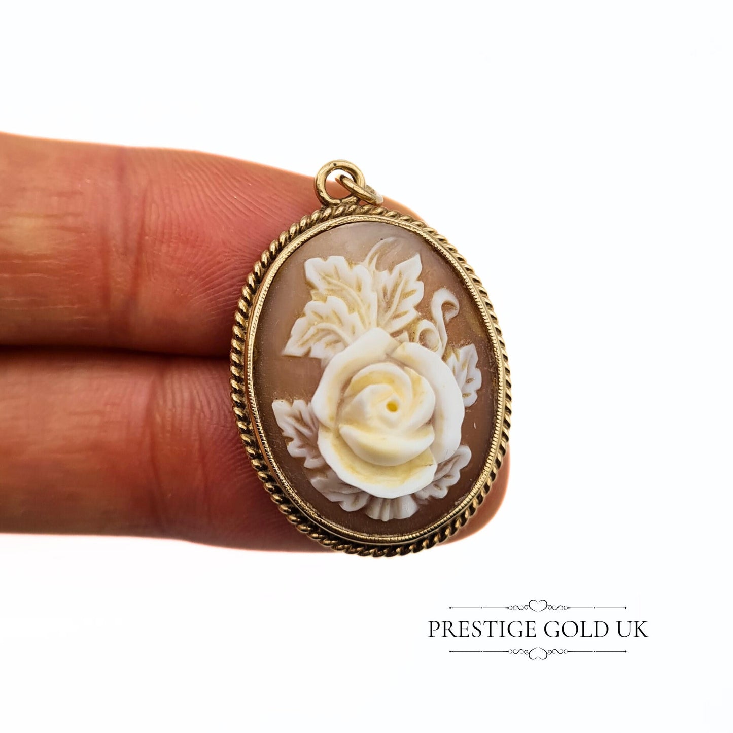 Vintage 9ct Gold Rose Cameo Pendant