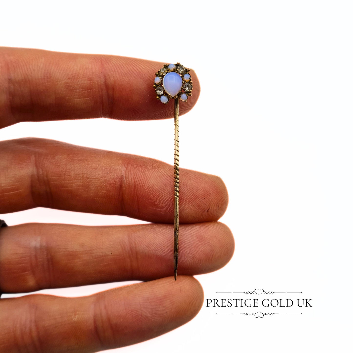 Gold Tone Opaline Horse Shoe Stick Pin