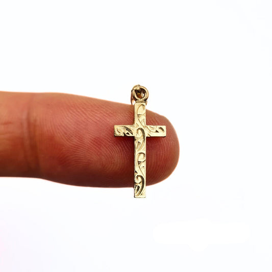 Vintage Small Solid 9ct Gold Cross Pendant