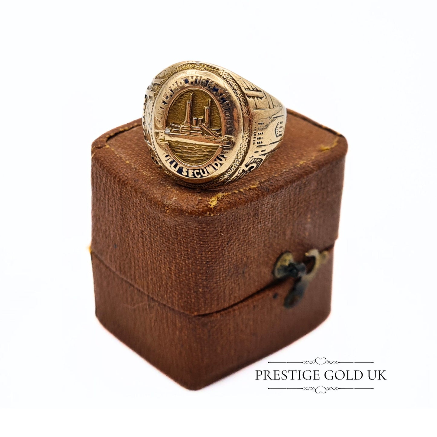 1931 Gold Lakeland Senior High School Florida Class Ring, Nulli Secundus - Size UK K, US 5 1/4, Euro 50